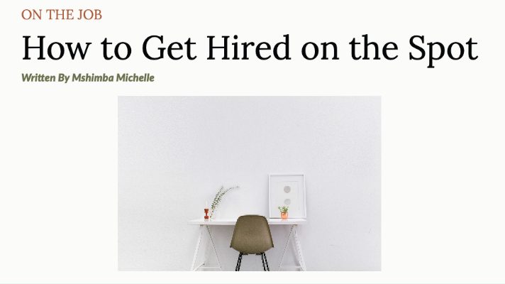 How to get hired on the spot graphic